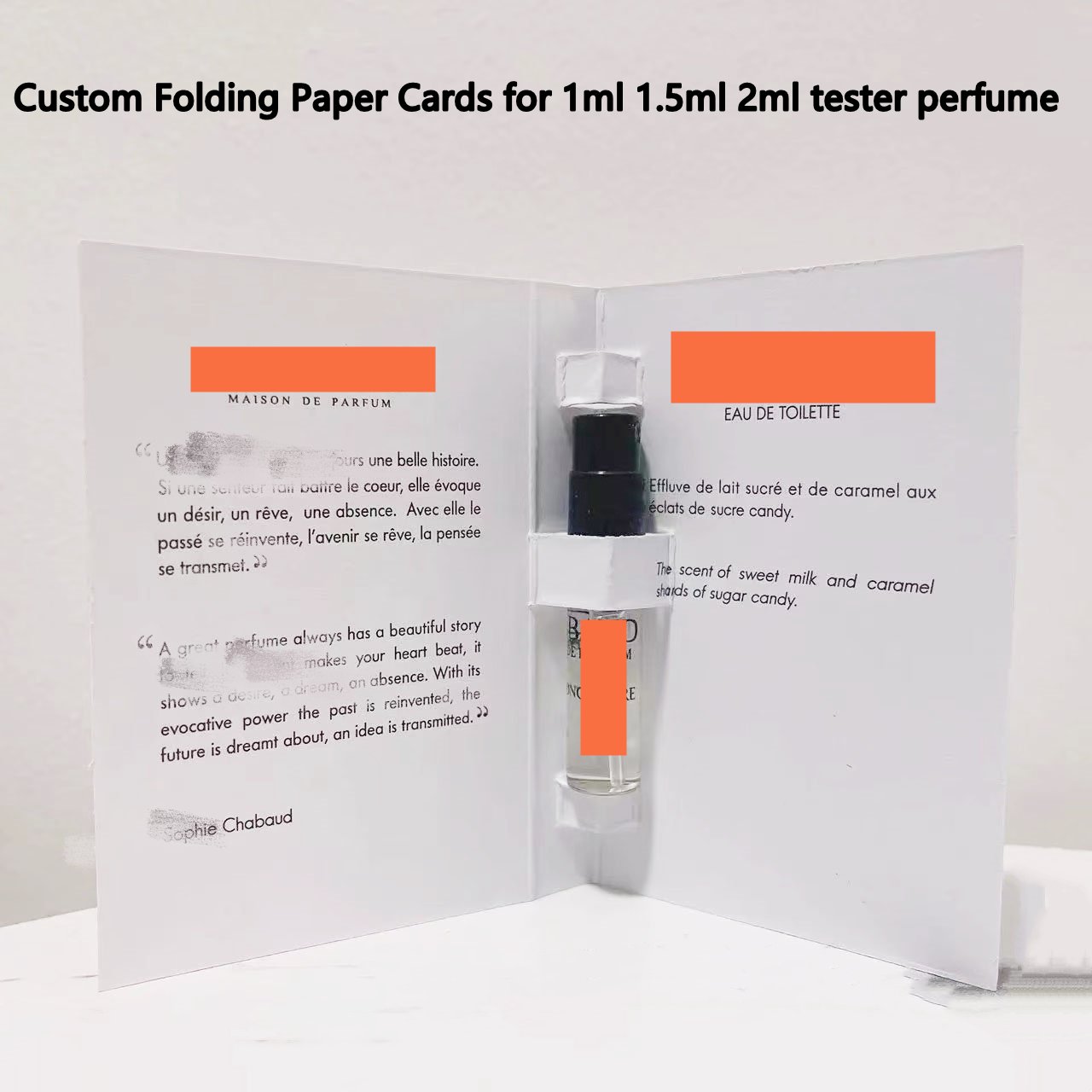 Custom Logo 1ml 2ml 3ml 5ml 10ml Perfume Tester Discovery Set Folding Holder Cards Kraft Paper Box Packaging