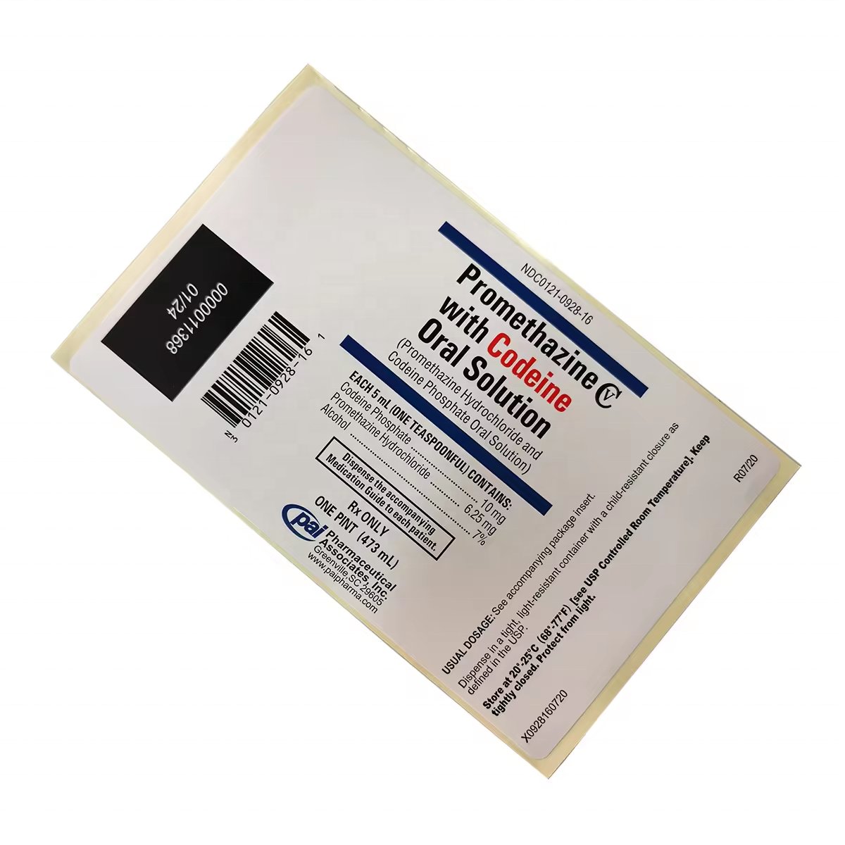 High Grade Tris Quagen Akorn Pai Wockhardt Actavis Prometh Cough Syrup Label Sticker for Oral Solution Plastic Bottle