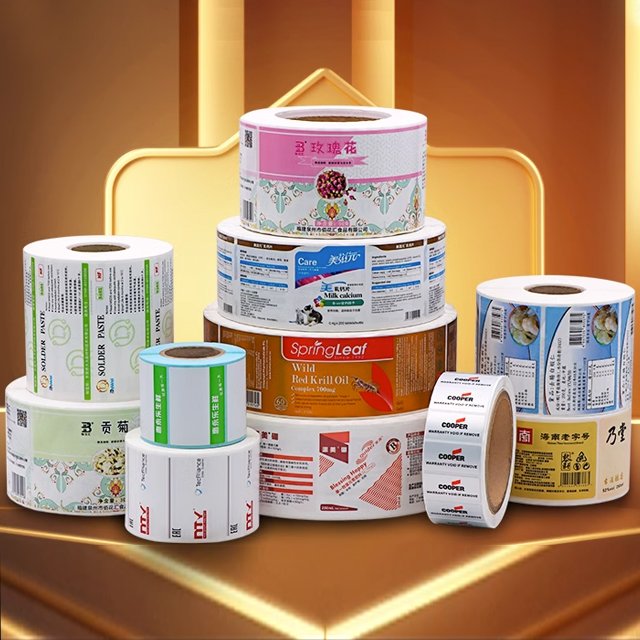 Adhesive sticker gold-plated QR code label customized reel transparent PVC label trademark printing waterproof logo