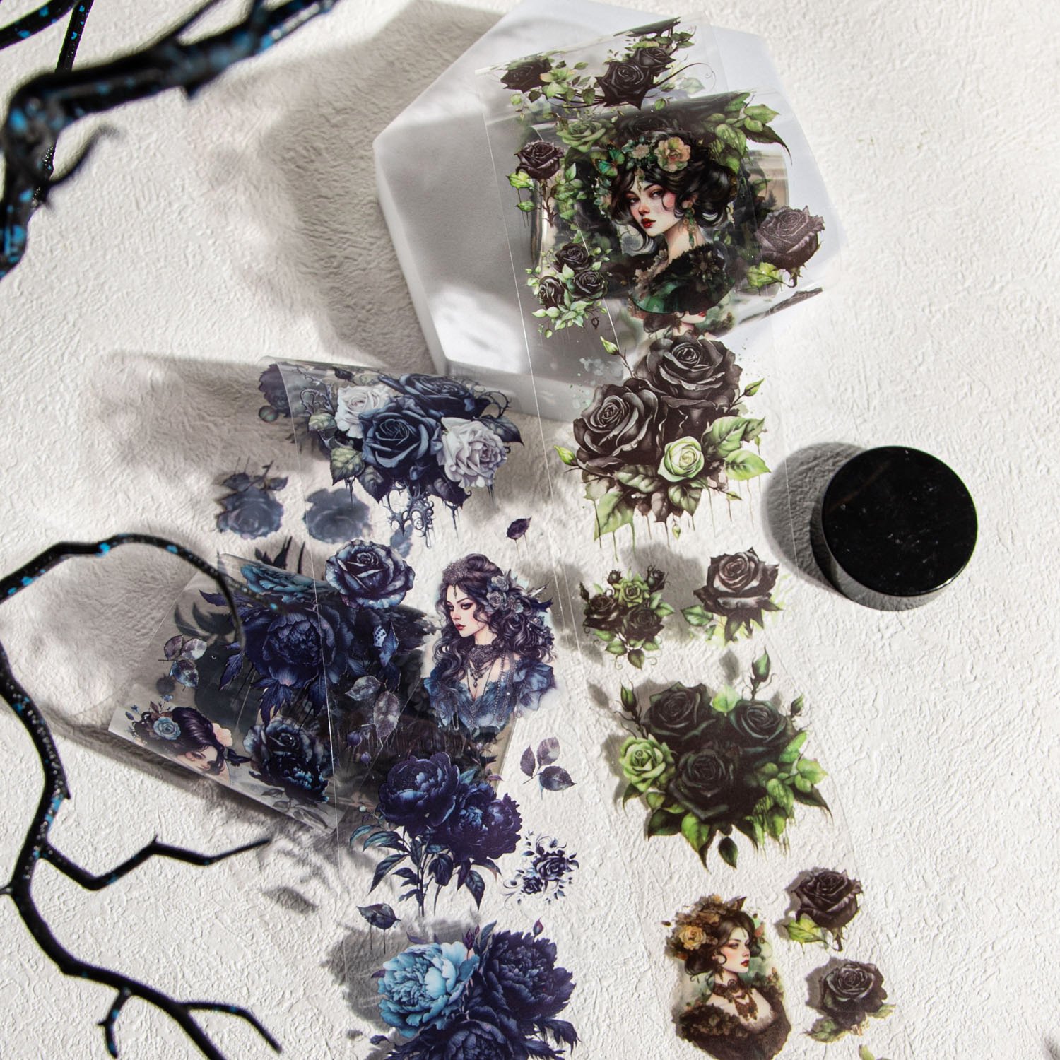 2M/Roll Tape Gothic Garden Series Gothic Flower Collage DIY Decorative Stickers