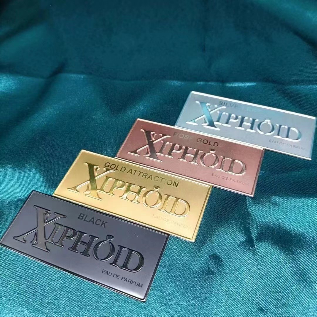 Customized Perfume Logo Stickers Personalized Embossed Aluminum Perfume Bottle Sticker Labels
