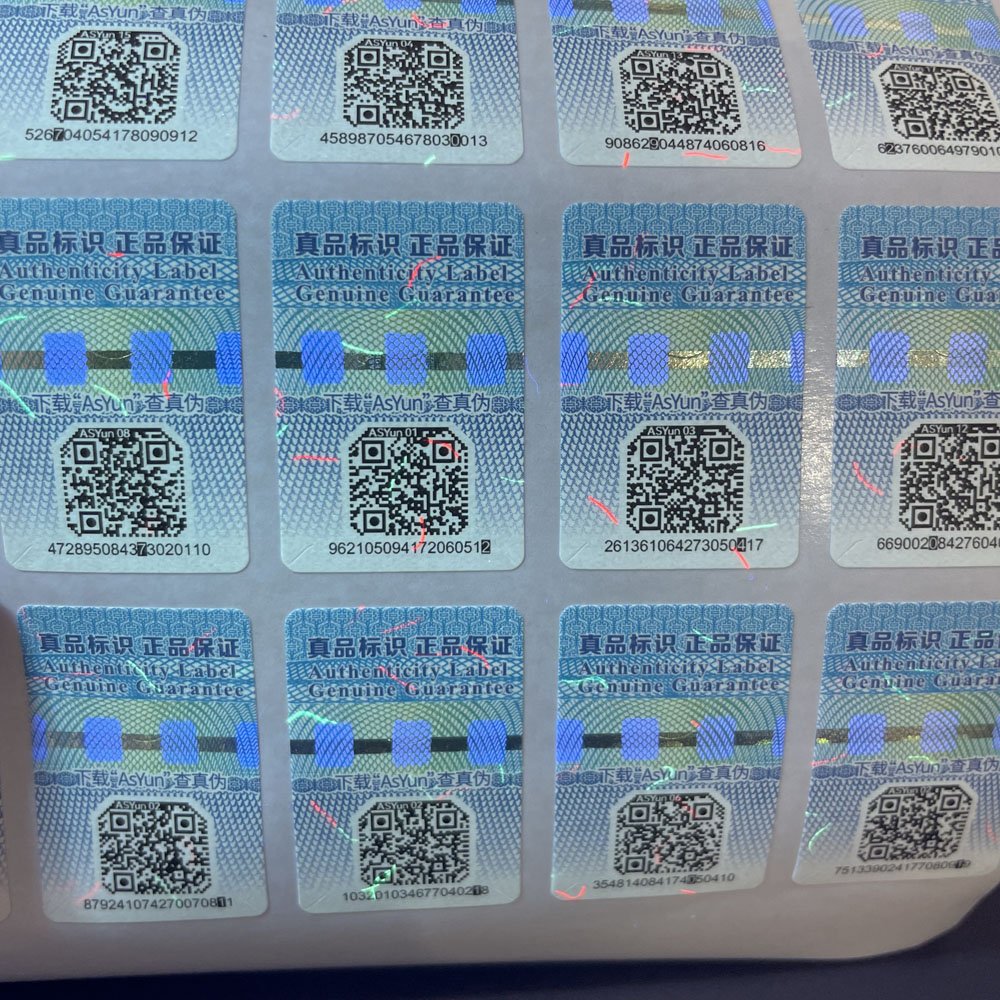 ASY Factory Anti-Theft Square Authenticity Trackable QR Code Security Sticker Tamper Proof Genuine Label