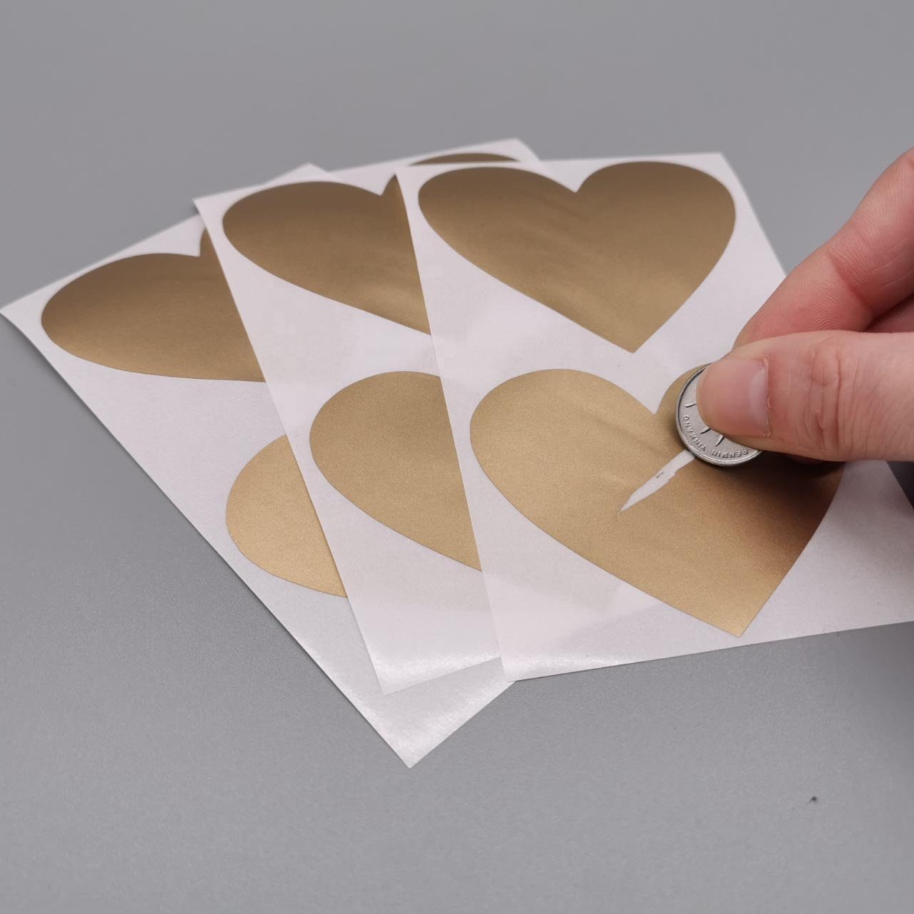 50 pcs/pack 60*70 mm Love Heart Shape Scratch off Stickers