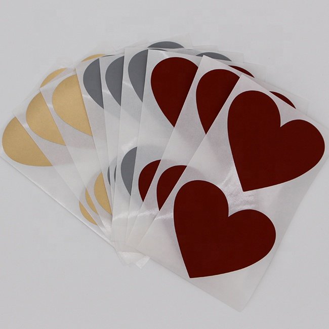 50 pcs/pack 60*70 mm Love Heart Shape Scratch off Stickers