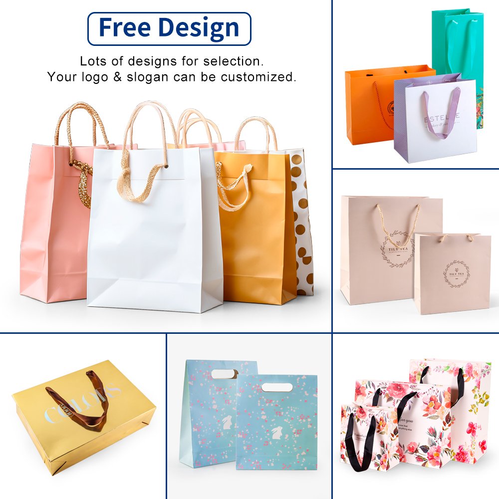 Custom Your Own Logo Luxury Black Cosmetic Clothes Packaging Gift Carry Boutique Shopping Cardboard Paper Bags for Clothing