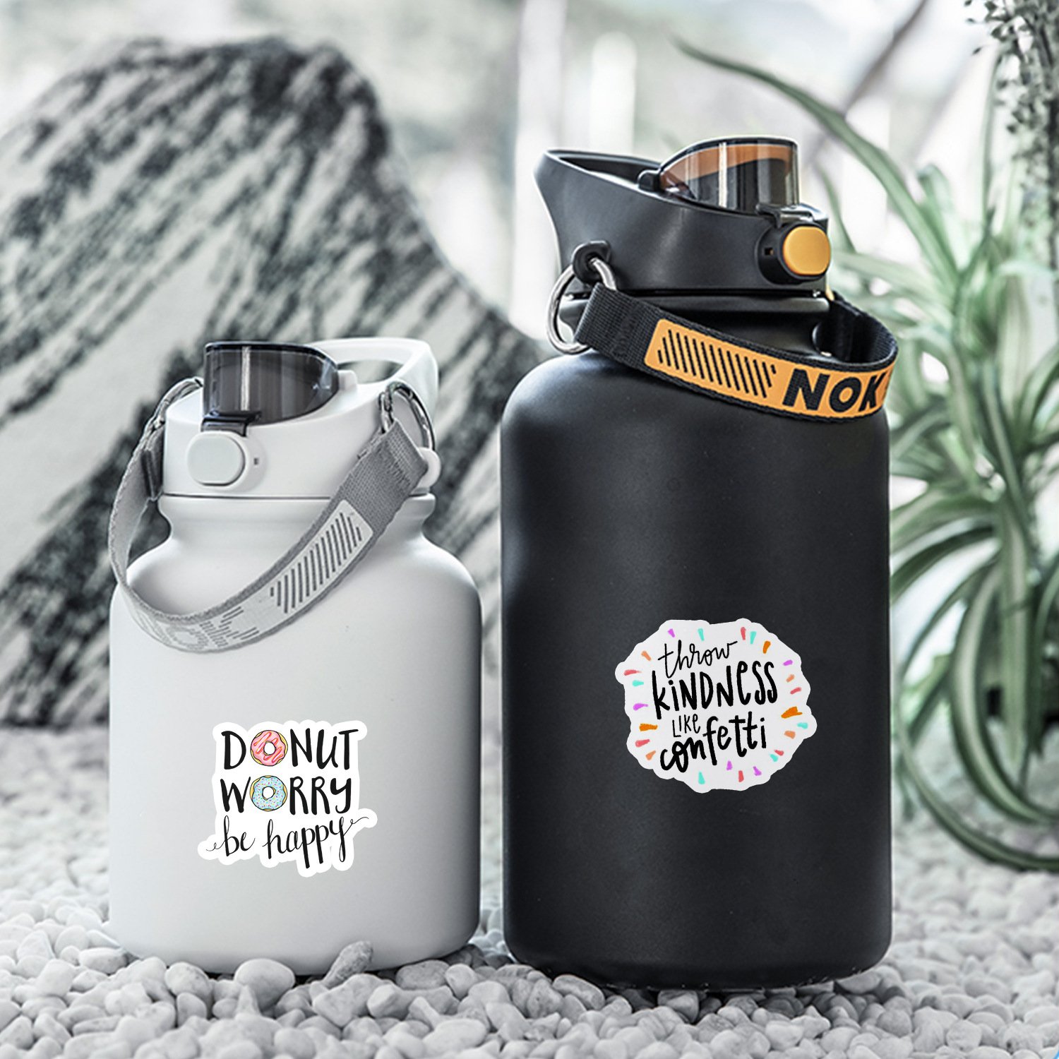 50pcs English Inspirational Text Stickers Vinyl Waterproof English Text Sticker Pack for Water Bottle for Adults Teens