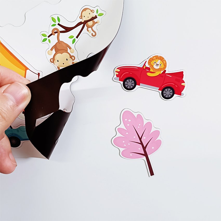 Custom cute design PET magnet cartoon waterproof children logo Adhesive label printing magnetic vinyl die cut stickers