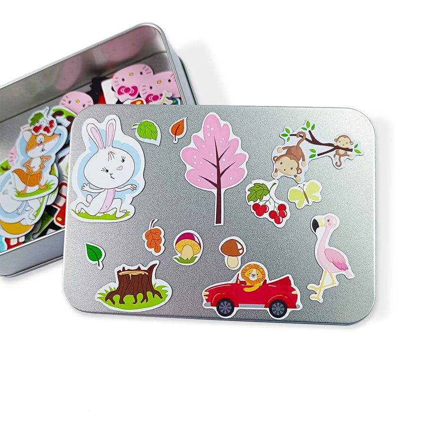 Custom cute design PET magnet cartoon waterproof children logo Adhesive label printing magnetic vinyl die cut stickers