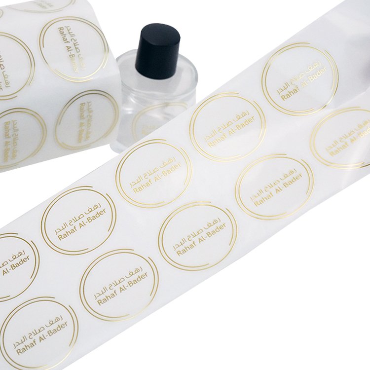 custom private high quality self adhesive bopp waterproof logo printing transparent round bottle stickers rose gold foil labels