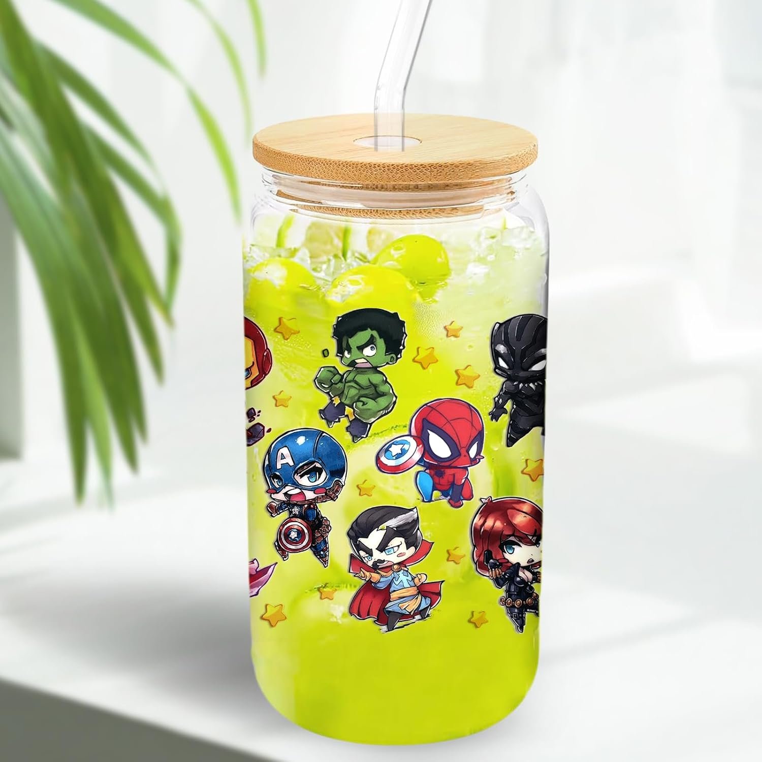 The Avengers UV DTF Cup Wrap for 16oz Glass Cup Superhero Theme Cup Decals Cute Spiderman Iron-Man Transfer Sticker for Tumbler