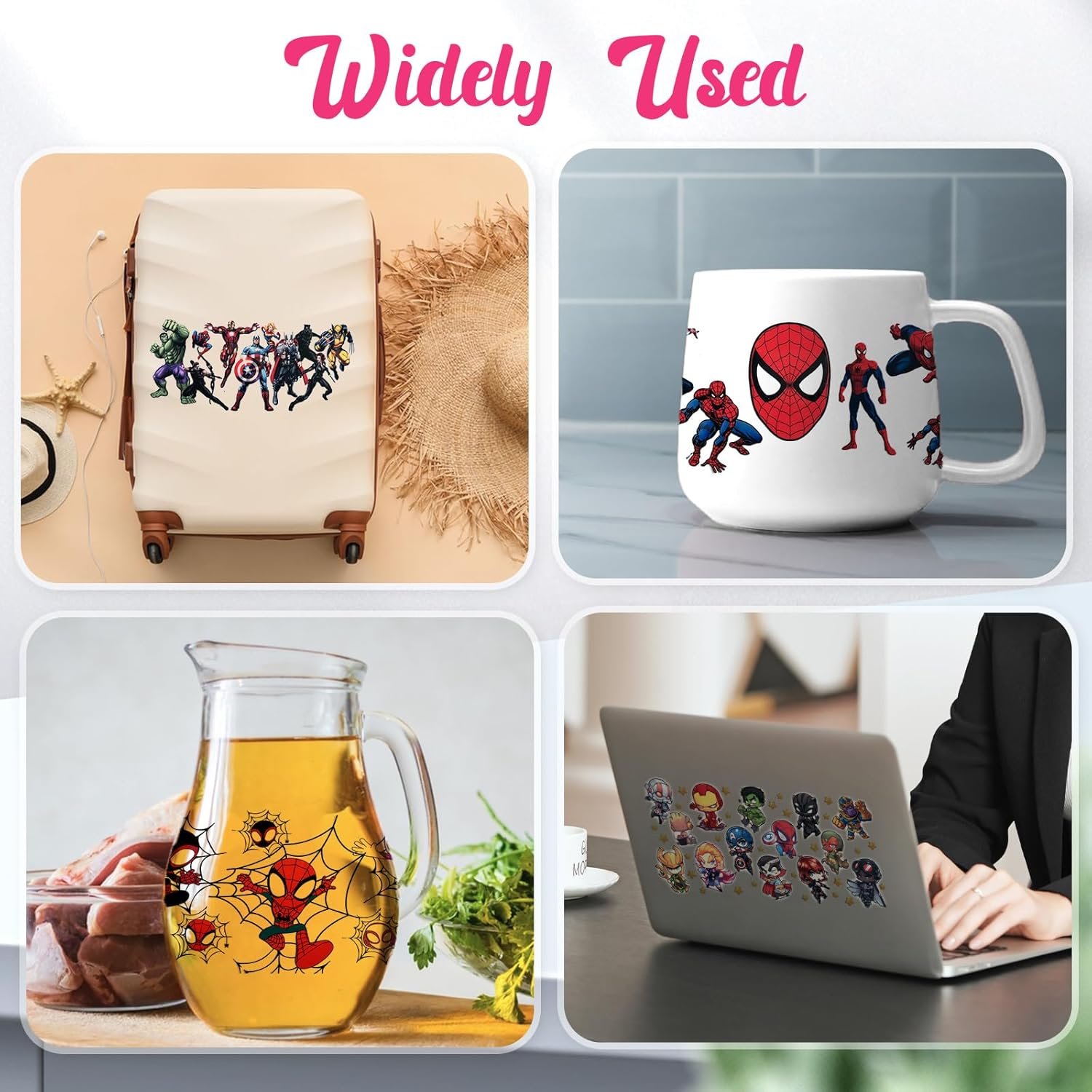 The Avengers UV DTF Cup Wrap for 16oz Glass Cup Superhero Theme Cup Decals Cute Spiderman Iron-Man Transfer Sticker for Tumbler