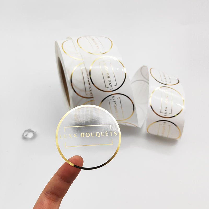 Custom Printed Logo clear Labels For Packaging Vinyl Waterproof transparent Sticker Roll gold foil Label Round Stickers