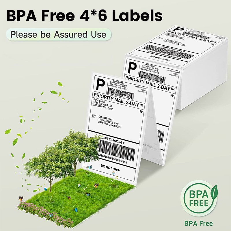 Barcode Sticker 100*150 Mm 4X6 Inch Thermal Paper Shipping Labels 2 Per Sheet