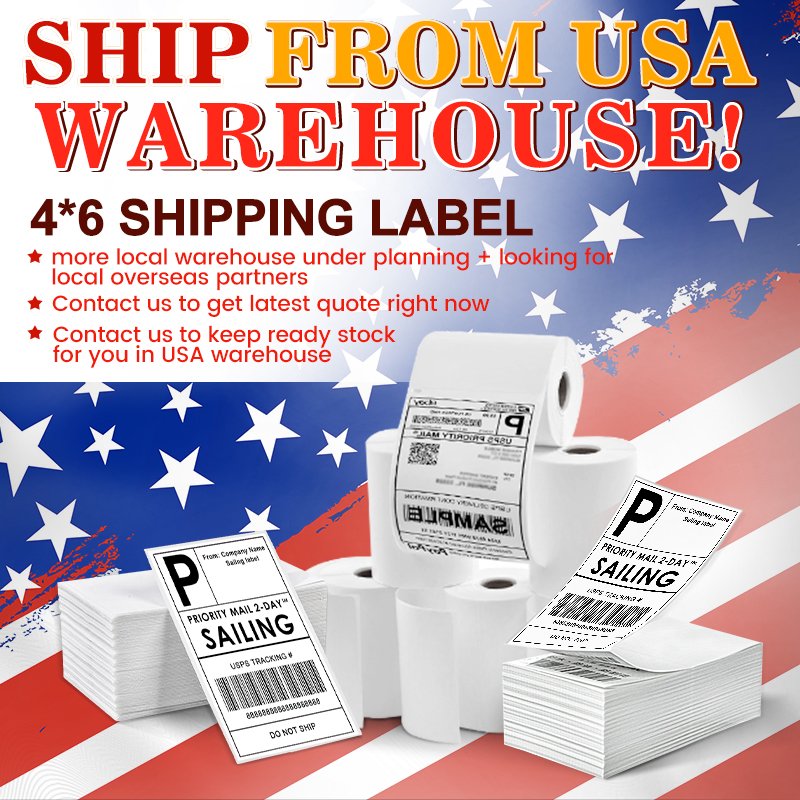 Barcode Sticker 100*150 Mm 4X6 Inch Thermal Paper Shipping Labels 2 Per Sheet