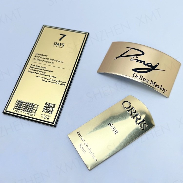 2024 Hot Design 3d Embossed Label Custom Embossed Aluminum Bottle Metal Sticker Wine Label