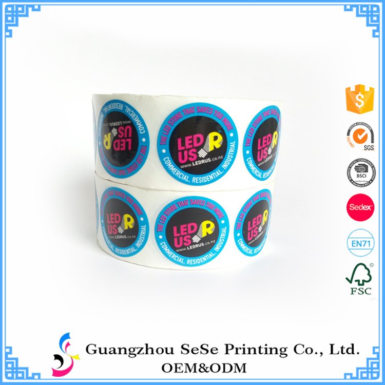 Custom adhesive logo label sticker in roll