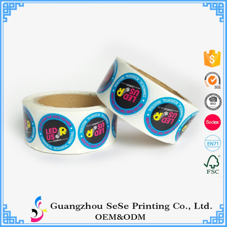 Custom adhesive logo label sticker in roll