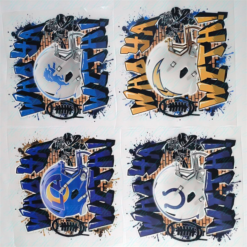 DTF NFL team stickers glitter matte finish custom design thin matte screen print dtf heat transfer sticker for clothing