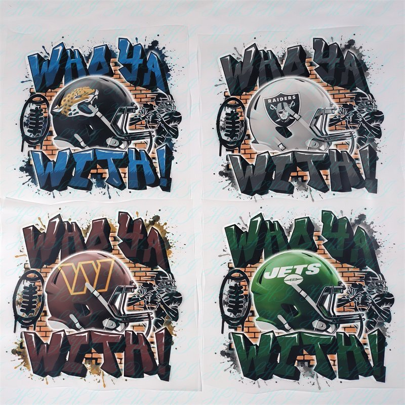 DTF NFL team stickers glitter matte finish custom design thin matte screen print dtf heat transfer sticker for clothing