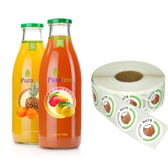 Custom transparent self adhesive vinyl food labels roll printed stickers waterproof drinks bottle labels with gold foil