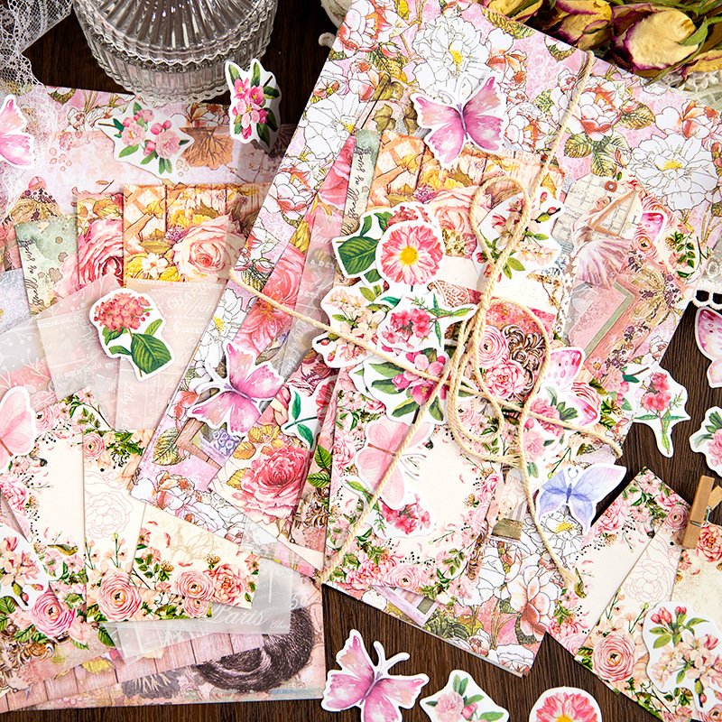 40sheets/pack Mixed Material Paper Emotion Collector Series Journal Material Collage Decoration DIY Stickers 4Models