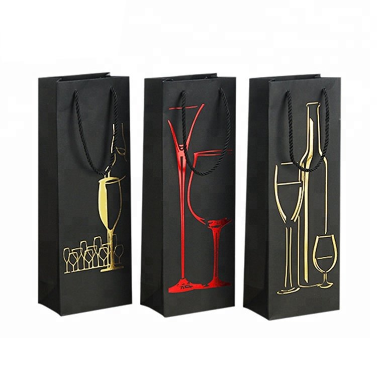 Wholesale Customized Factory Fancy personalized Luxury Gift Packaging Custom Printed Bottle Paper Wine Bags