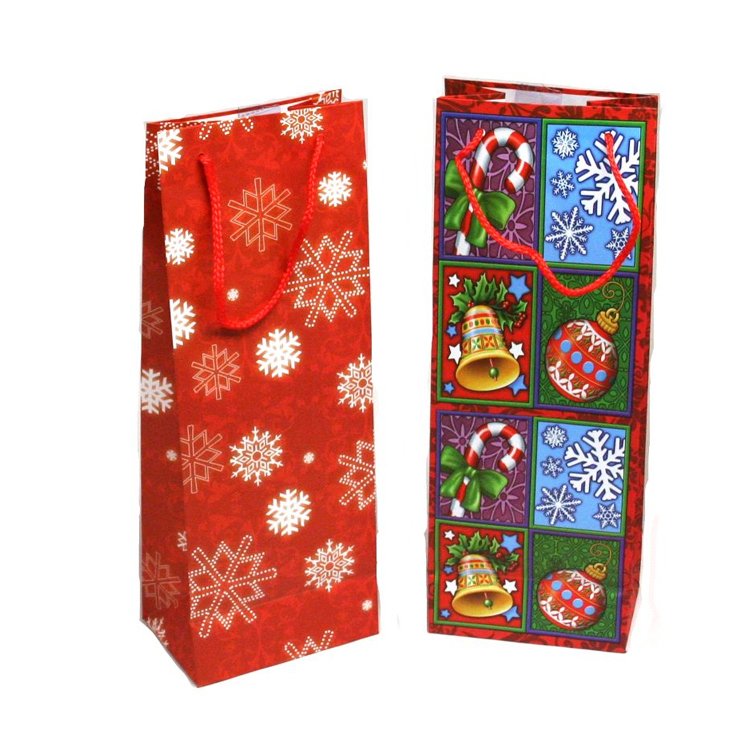 Wholesale Customized Factory Fancy personalized Luxury Gift Packaging Custom Printed Bottle Paper Wine Bags
