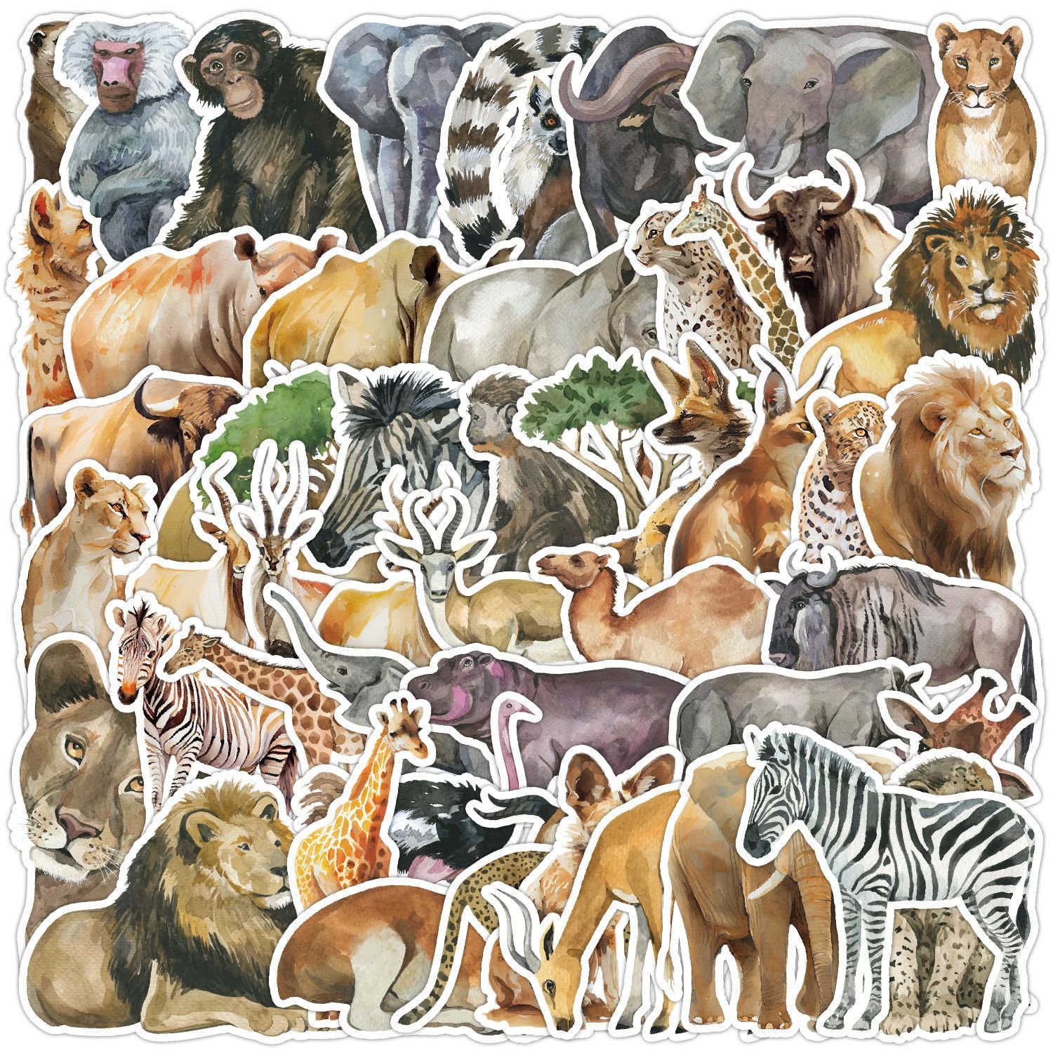 50pcs African animal graffiti stickers mobile phones computers refrigerators decorative stickers luggage graffiti stickers