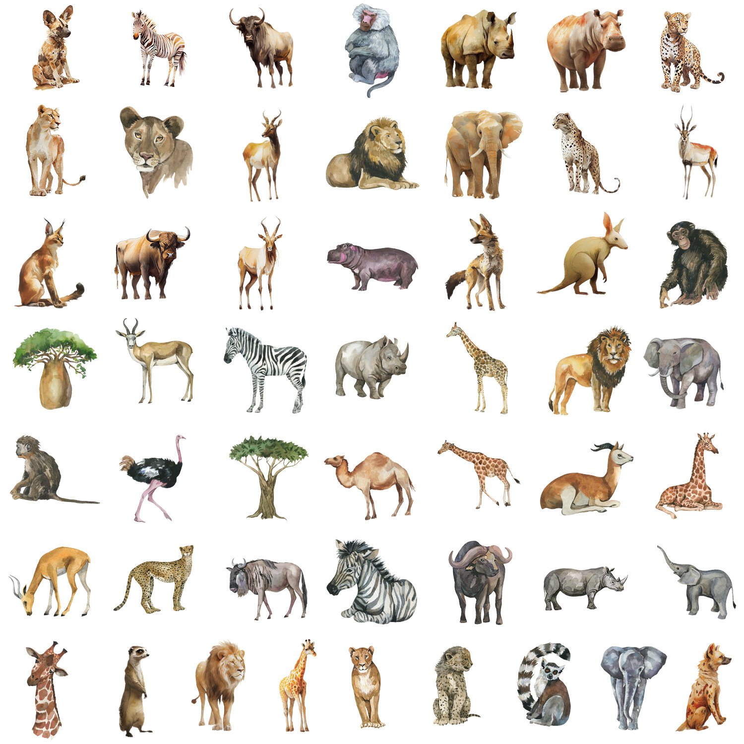 50pcs African animal graffiti stickers mobile phones computers refrigerators decorative stickers luggage graffiti stickers