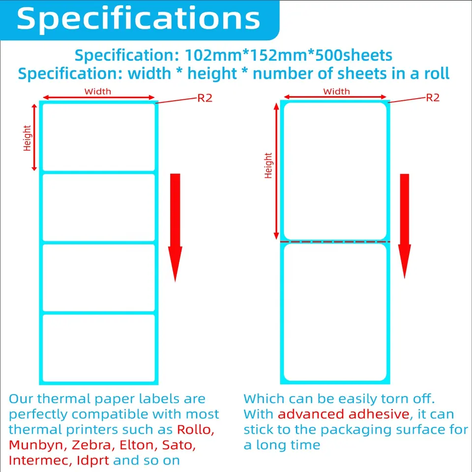 Affordable 4 "x 6" 500 label/Roll Blank Sticker Direct Hot Label Premium Quality Shipping blank label