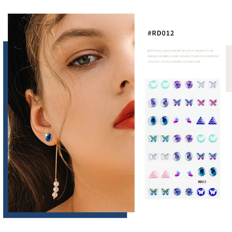 2023 Beautysticker Decorative Crystal Sticker Kids Gem Diamond Earring Sticker