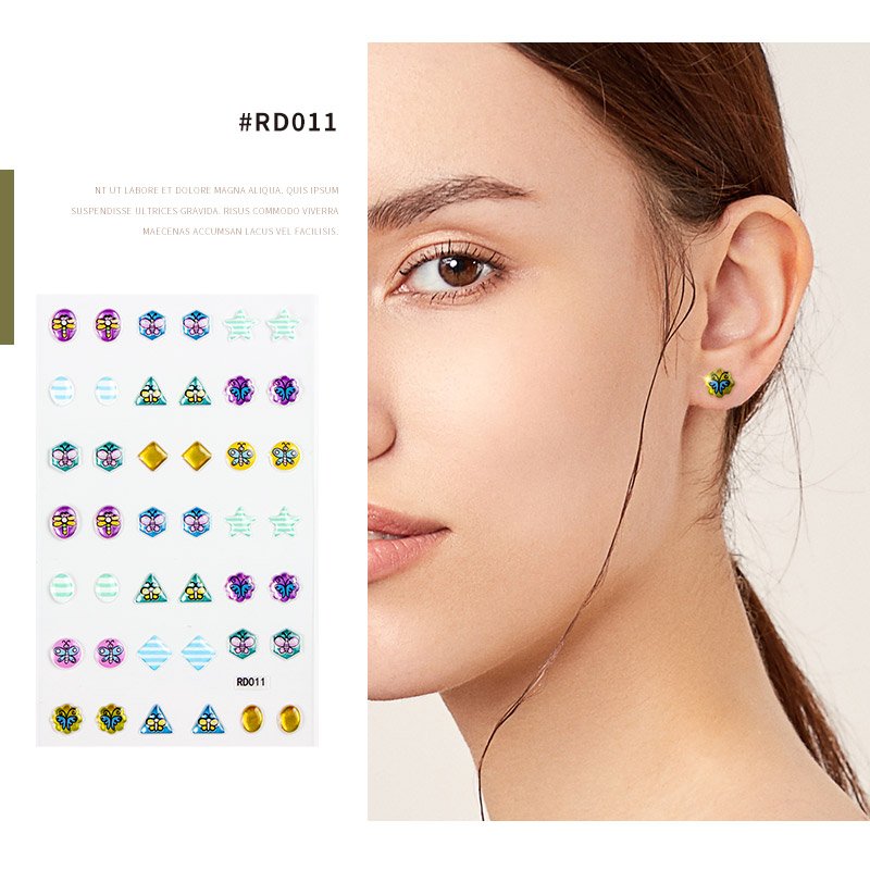 2023 Beautysticker Decorative Crystal Sticker Kids Gem Diamond Earring Sticker