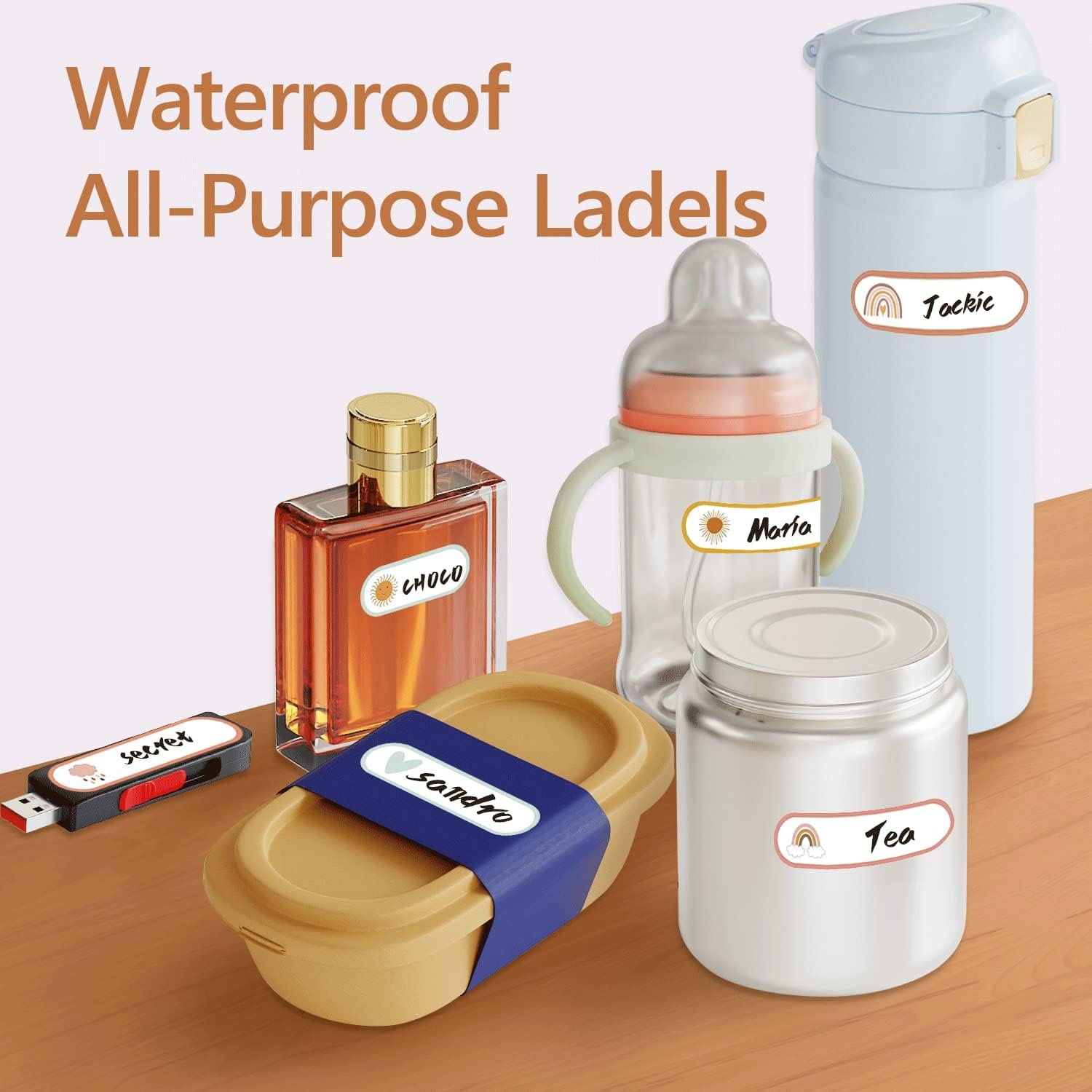 Custom Adhesive Label Print Service Personalized Cartoon Name Sticker Label