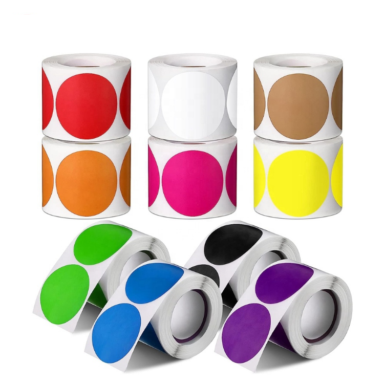 Colorful Thermal Sticker 50x50 Mm Round Shape Premium Barcode Price Labels 20x20 30x30 40x40 50x50 60x60