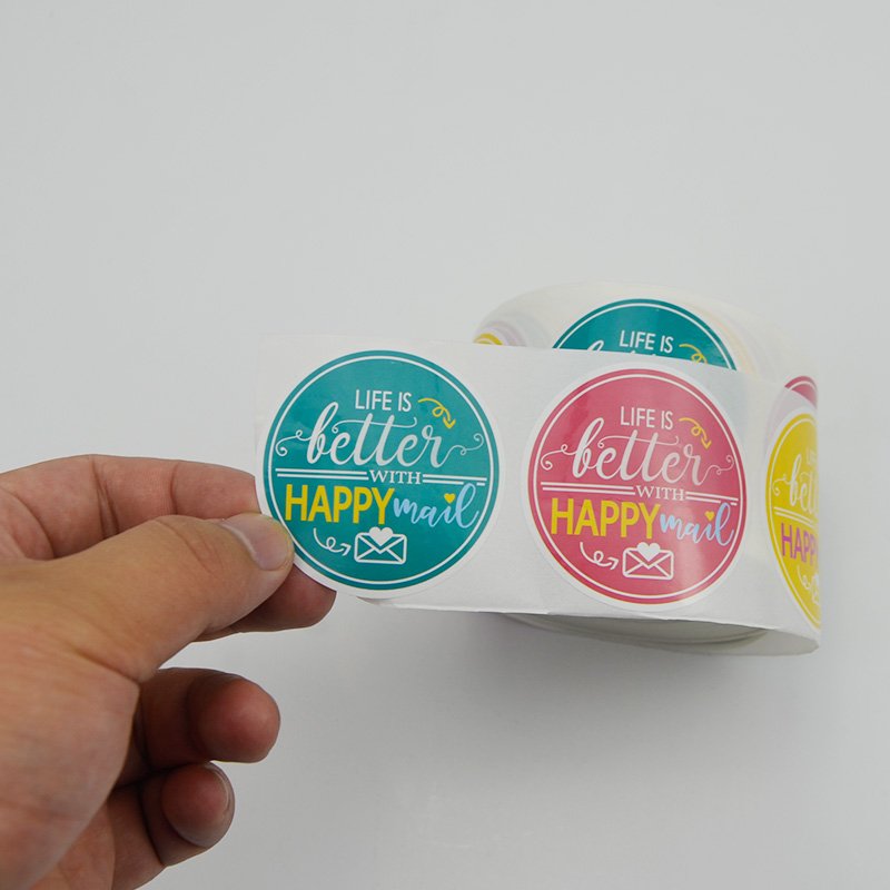 Factory wholesale custom logo round die cutting self-adhesive art label rolls for packaging sticker