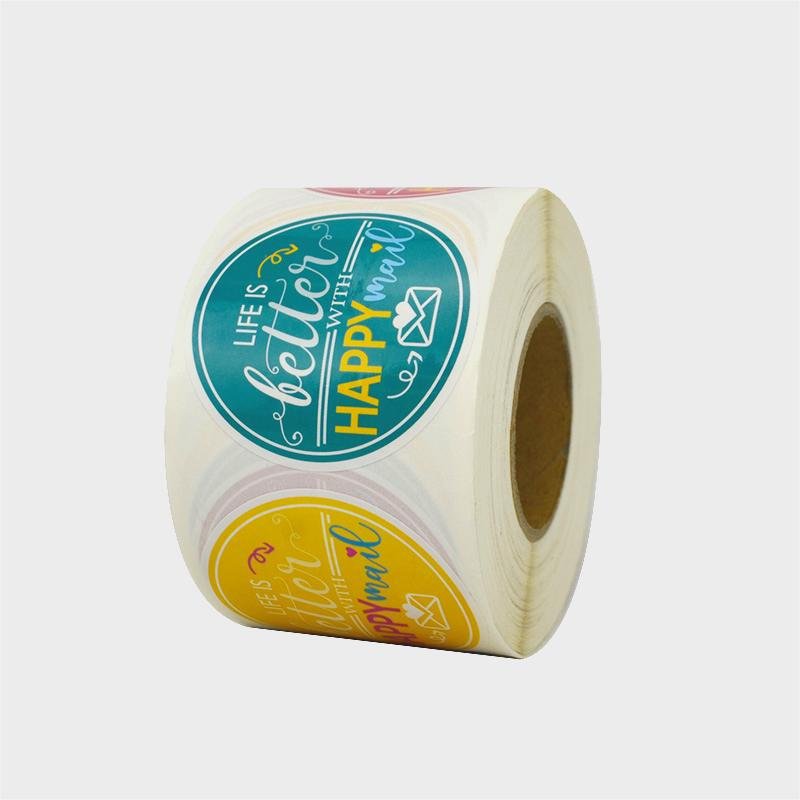 Factory wholesale custom logo round die cutting self-adhesive art label rolls for packaging sticker