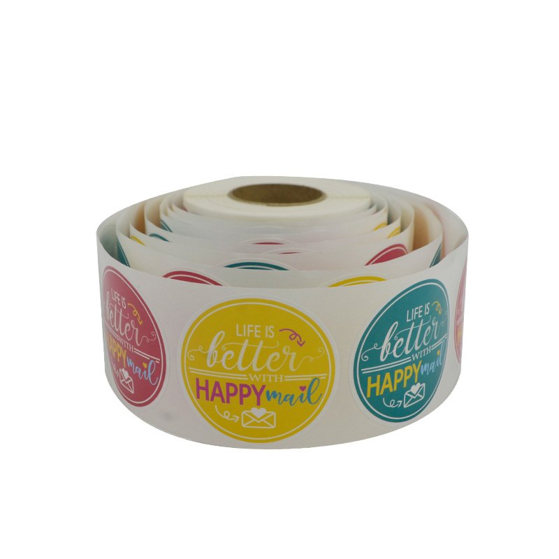 Factory wholesale custom logo round die cutting self-adhesive art label rolls for packaging sticker