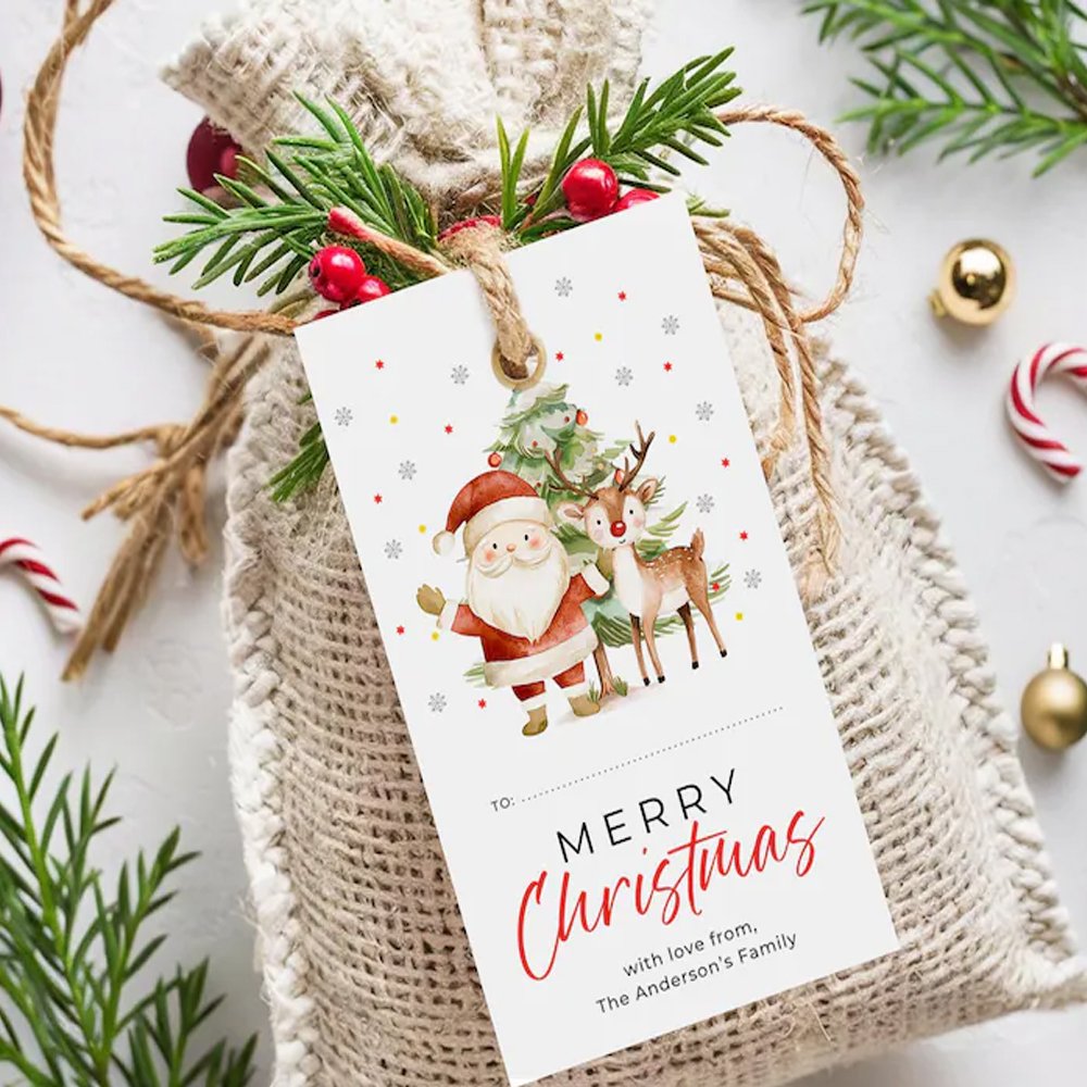 Factory direct sale custom Christmas gift hang tag packaging label sticker for your own business decoration