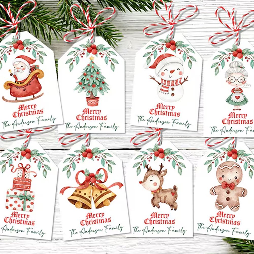 Factory direct sale custom Christmas gift hang tag packaging label sticker for your own business decoration