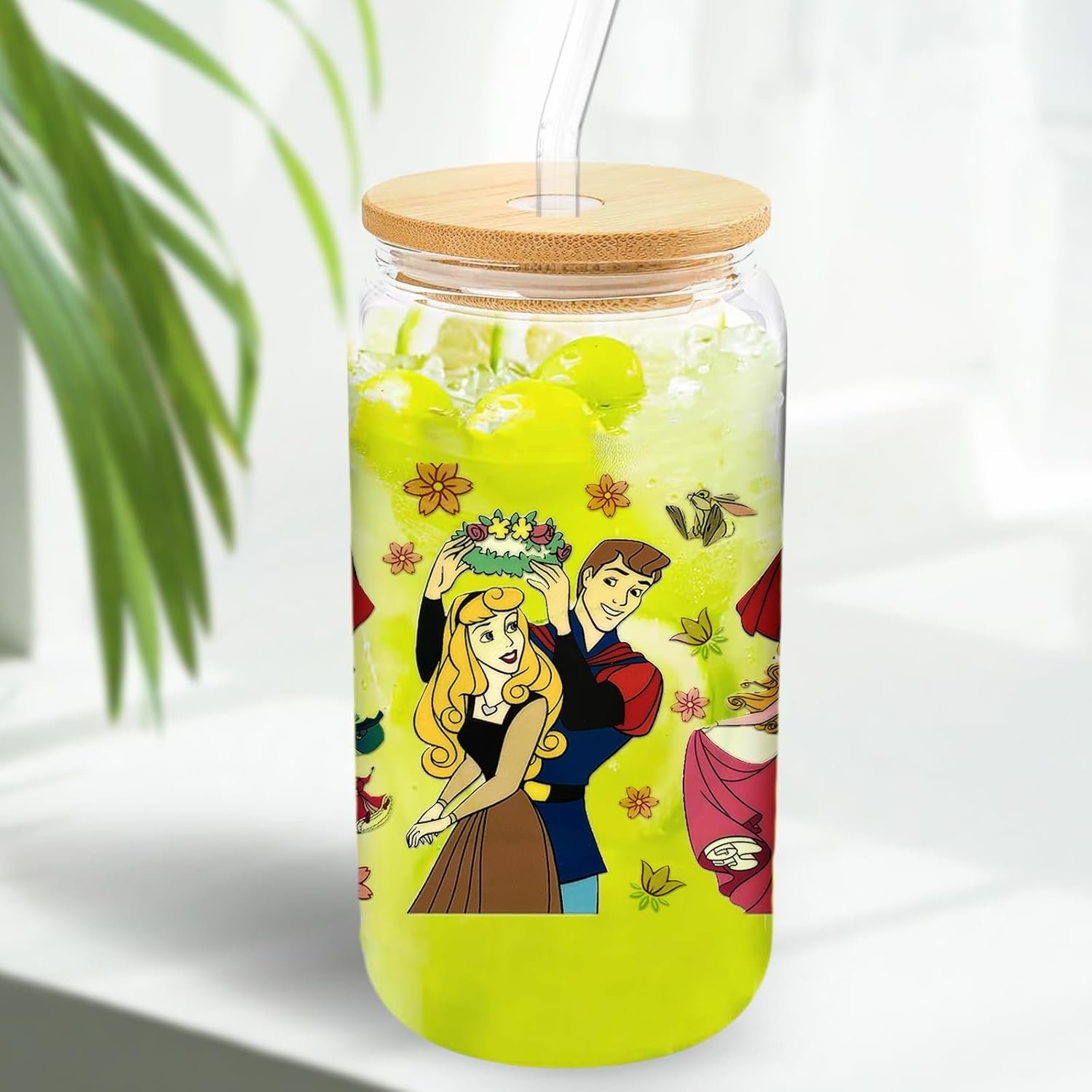 UV DTF Cup Wraps Transfer Stickers for Glass Cartoon Princess Cup Wraps Decal Stickers for 16oz Tumbler Cups