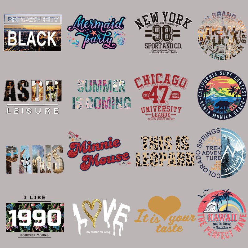 Hot Sale Custom Fashion Brand Name Logo Plastisol Printing Heat Transfer Sticker Labels For Clothes