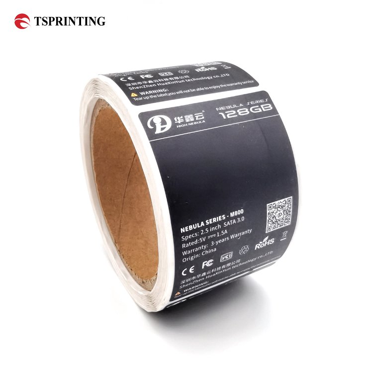 Free Sample Recyclable Sticker Printing Service Custom LOGO With QR Code Roll Label Paper Matte Electronic Packaging Labels