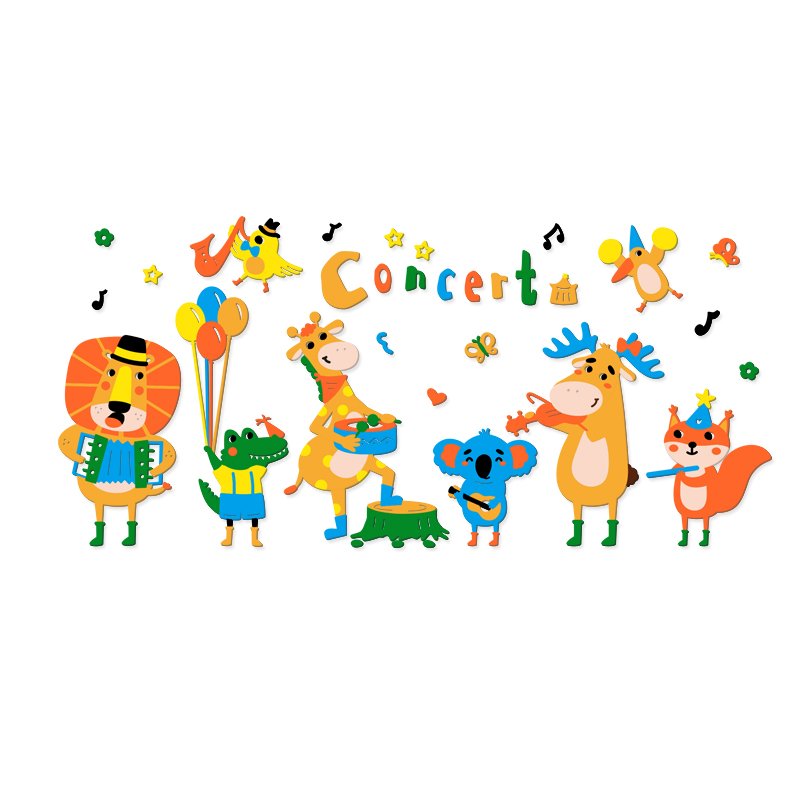 Animal concert stickers 3D acrylic DIY Wall Stickers creative cartoon decoration kindergarten kids bedroom stickers