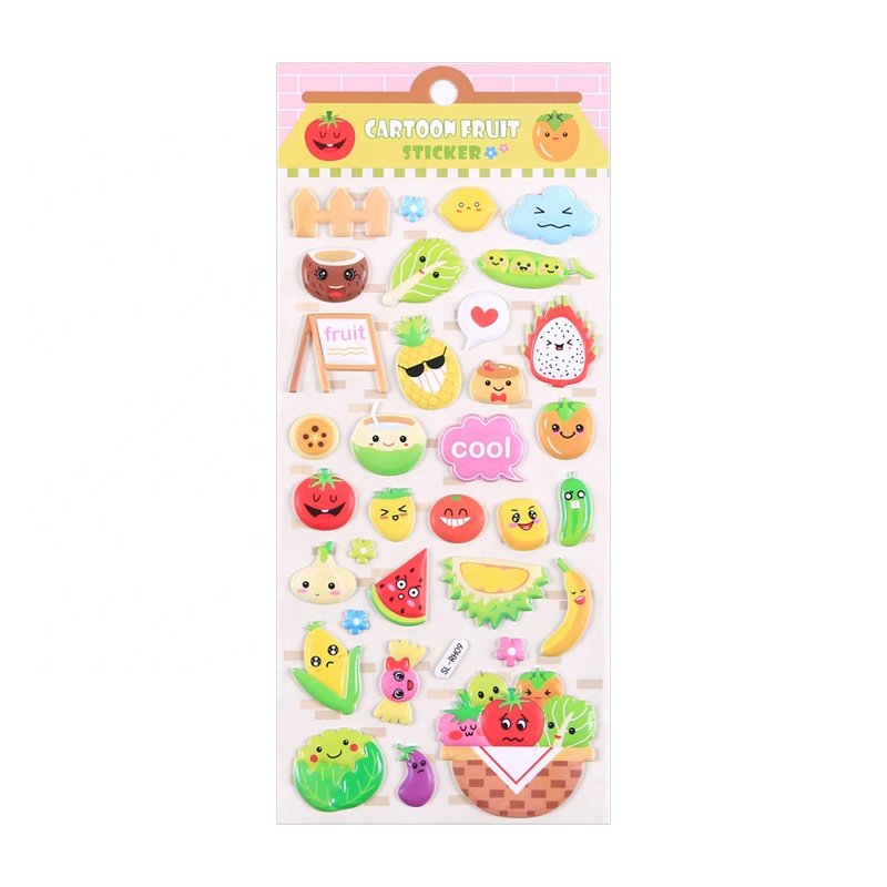 SHANLE Wholesale Cute Fruit Sticker Cartoon 3D Puffy Stickers Custom High quality Children Diary Decor Notebook EVA Stickers Set