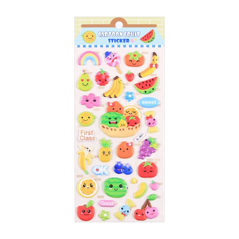 SHANLE Wholesale Cute Fruit Sticker Cartoon 3D Puffy Stickers Custom High quality Children Diary Decor Notebook EVA Stickers Set