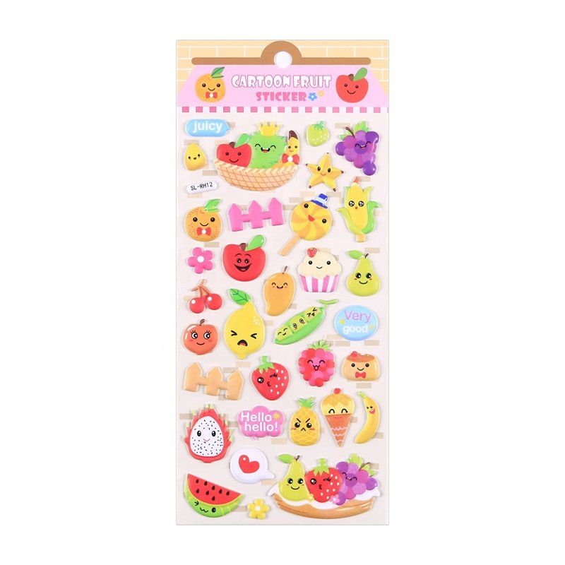 SHANLE Wholesale Cute Fruit Sticker Cartoon 3D Puffy Stickers Custom High quality Children Diary Decor Notebook EVA Stickers Set