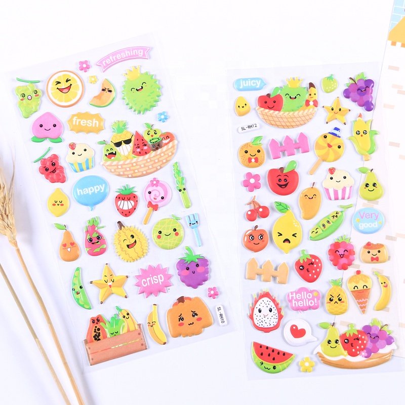 SHANLE Wholesale Cute Fruit Sticker Cartoon 3D Puffy Stickers Custom High quality Children Diary Decor Notebook EVA Stickers Set