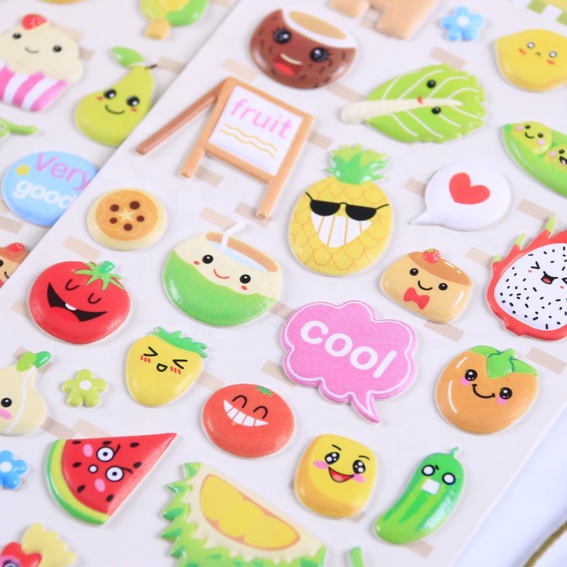 SHANLE Wholesale Cute Fruit Sticker Cartoon 3D Puffy Stickers Custom High quality Children Diary Decor Notebook EVA Stickers Set
