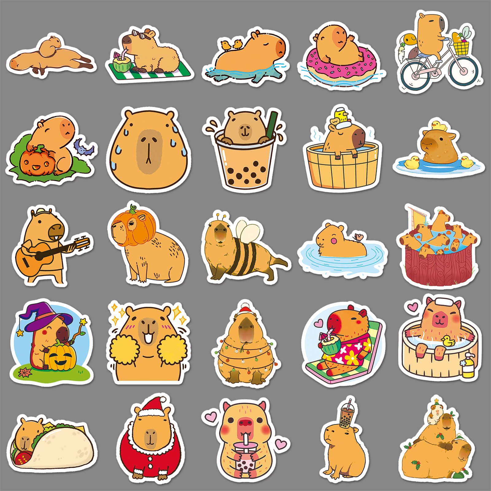 50pcs Cartoon Capybara Sticker Decals Decoration DIY Phone Notebook Suitcase Laptop Fridge Kids Sticker
