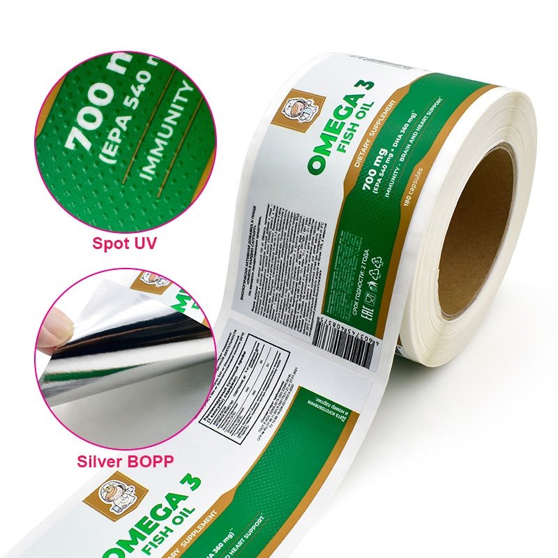 Personalized custom square bopp self adhesive waterproof sticker label printing logo for medicine bottle
